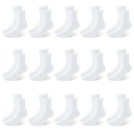 Auranso Kids Socks 15 Pairs Toddler Boys Girls Stretchy Cotton Socks Classic Black White Grey School Sports Casual Mid-calf Socks Fit Size 9-12/12-3, 4-6 Years, White