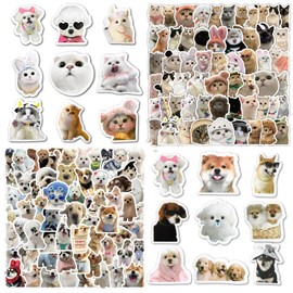 PXBSNB Pack of 220 Funny Dog Cat Sticker Set, Waterproof Vinyl Dog Cat Stickers, Cute Stickers for Children and Adults, Aesthetic Stickers for Laptop, Skateboard, Phone, Scrapbook, Guitar, Suitcase