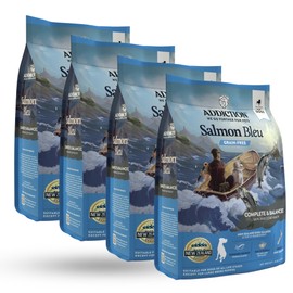 Addiction Salmon Bleu Dog - Dry Dog Food with Complete and Balanced Diet for Skin & Coat Health Formula and Premium King Salmon - 4 lb (4 Packs)