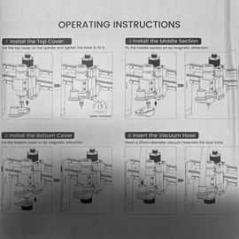 CNC Router Dust Shoe for 52mm Spindle Motors and Router, Clear CNC Dust Boot with Magnetic Adjustable Height, 38mm Hose Diameter