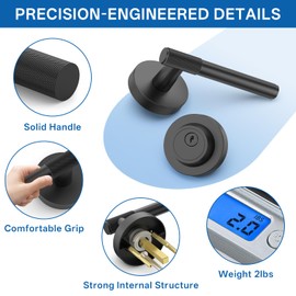 Amerdeco Front Door Lock Set with Double Cylinder Deadbolt, Black Exterior Entry Door Lever, Heavy Duty Entry Door Locksets for Left or Right Hand Exterior Door（Black 1 Pack）