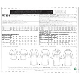 McCall's Patterns M7353 Misses' Raised Elastic-Waist Top and Dresses, Size E5 (14-16-18-20-22)