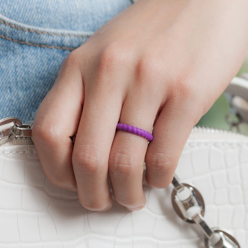 Anillos ThunderFit de bodas de silicona, giratorios delgados, apilables, de