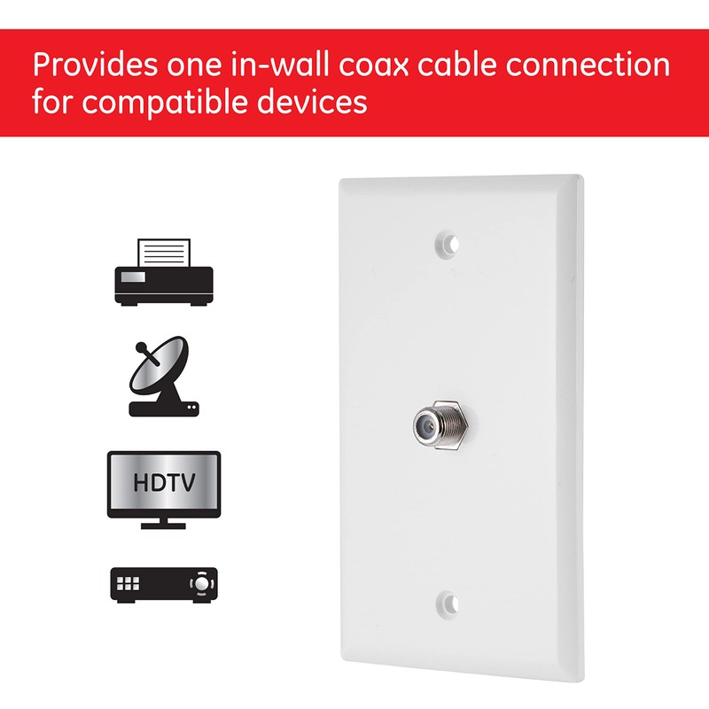 GE Coax Plate, 1-Port, One Wall Mounted F-Type Connection for