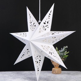POPETPOP Star Shape Paper Lampshade Paper Lampshade Hollow Folding Paper Star Hanging Decoration Ceiling Light Hanging Interior Lighting Decoration Decoration Reception Christmas 45CM