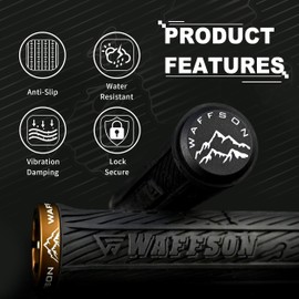 WFS World Map MTB Lock-on Grips - Single Clamp Ergonomic Anti-Slip Mountain Bike Handlebar Grips - Comfort Vibration Dampening for Trail, Enduro, Downhill - Black x Brown