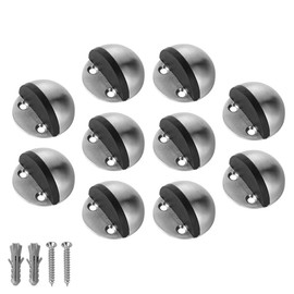 JQK Floor Door Stopper, Snowboard Hanger Storage Stainless Steel Sound Dampening Door Stop Bumper Wall Protetor Display Hanger Rack, 10 Pack Brushed, DSB3-BN-P10
