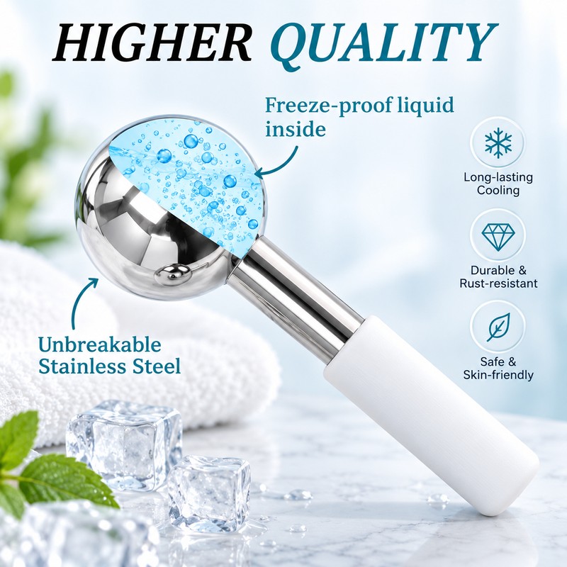Stainless Steel Ice Globes for Facial Massage – 2-Piece Cooling
