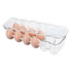 mDesign Stackable Plastic Covered Egg Tray Holder, Storage Container and