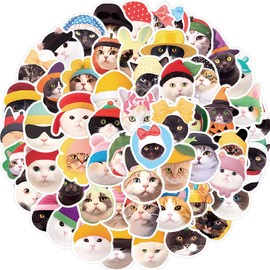 Cat Stickers for Laptop (50 Pieces), Gift for Children, Teenagers, Adults, Boys, Waterproof Vinyl Stickers for Scrapbooking, Skateboard, Car, Luggage