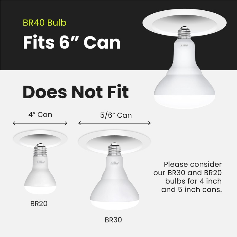 Feit Electric LED BR40 Bulbs, Dimmable, 65W Equivalent, 10 Year