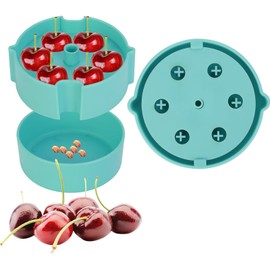Multi Cherry Remover Tool with Collection Container for Pits and Juice Cherry Remover with Collection Container, Blue