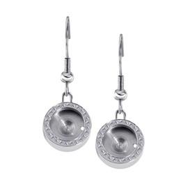 Quiges Silver Stainless Steel Earrings with Zirconia 12 mm Mini Coin Drop Earrings with Various Zirconia Coins, Crystal, Cubic Zirconia