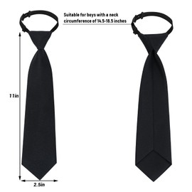 CXNXFD 1 x children's tie, pre-tied knotless adjustable boys and girls tie, for uniform dresses, holiday, party, costume accessories, black