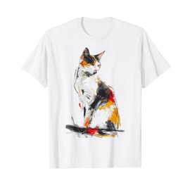 Cat Abstract Painting Art Animal Drawing Graphic Cat Men Women Kids T-Shirt