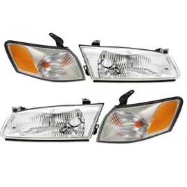 Auto Parts Avenue APA Replacement Head Light and Corner Turn Signal Lamp for 1997 1998 1999 Camry 4 Piece Combo Set with Driver Left and Passenger Right Side