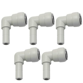HJ Garden 5PCS 3/8 inch Plug Elbow Connector Quick Connect QC Reverse Osmosis RO System Parts Fittings