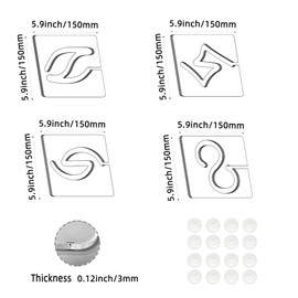 Kapyoo 4Pcs Free Motion Quilting Templates Machine Quilting Templates Quilting Rulers Quitling Design Quilting Supplies Quilting Stencil with Non-Slip Grips (Continuous Line Design Series)