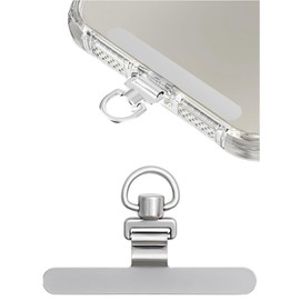 [aerix] Smartphone Strap Holder [Ultra Thin 0.01 inch (0.2 mm), 360° Swivel Type, Made of Metal with No Floatation] Tag Patch, Stainless Steel, Durable, Thin Metal Stainless Steel, Smartphone Shoulder