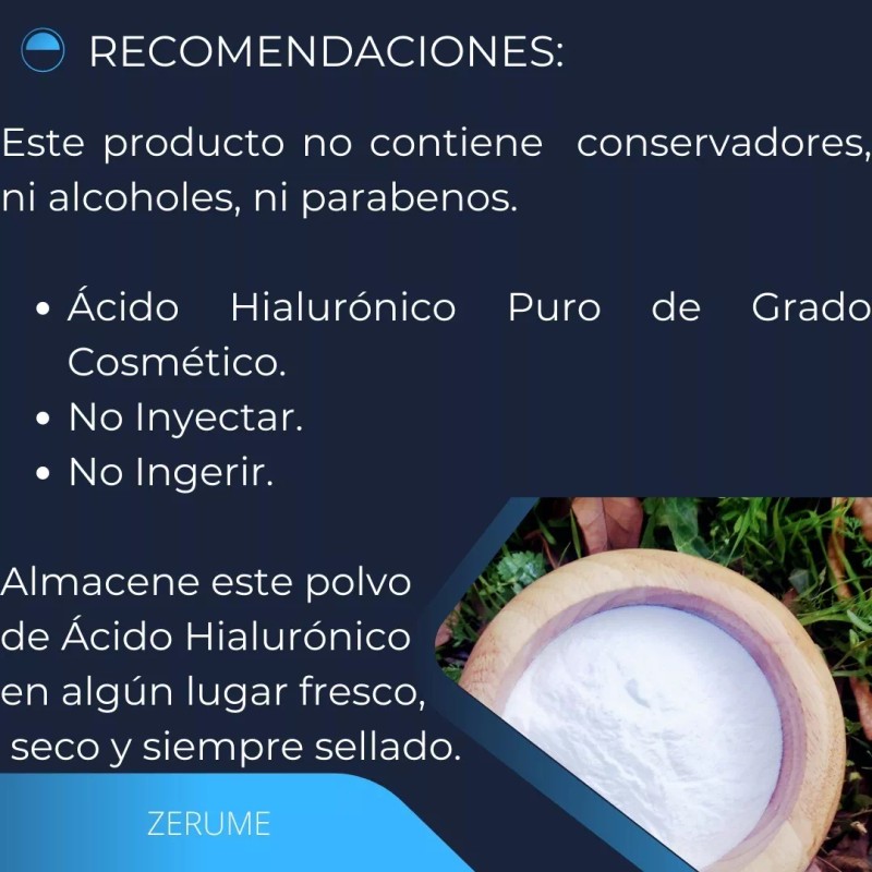 ZERUME NATURAL SERUMS Ácido Hialurónico 20gr En Polvo Para 2