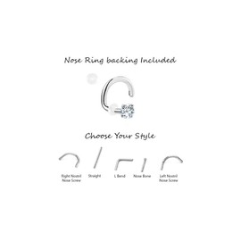 9k Gold Nose Bone Ring 2mm Aurora AB Stone 22G