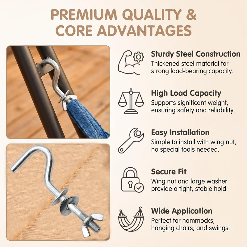 2 Pack Hammock Stand Replacement Hook Metal Hanging Hardware