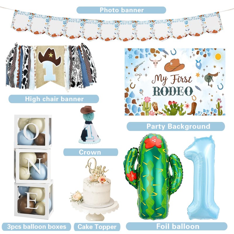 Cowboy 1st Birthday Party Decorations Supplies for Baby Boy, My