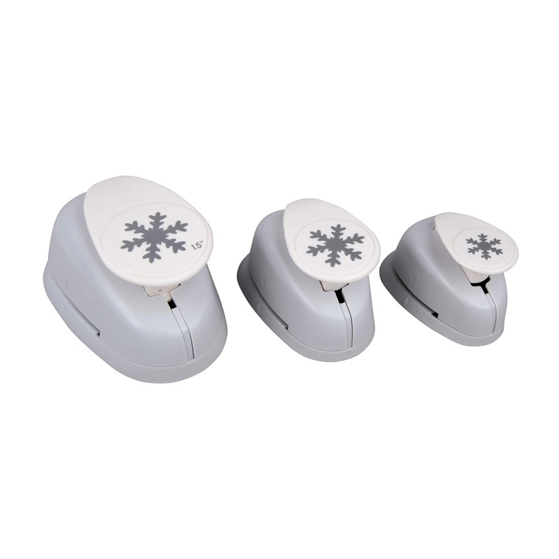 Rayher Paper Craft Punch Set with Snowflake Design, 3 Lever