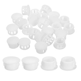 sourcing map 38Pcs 15mm(9/16") Nylon Hole Plugs, Flush Type Panel Round Snap in Fastener Knockout Locking Plugs for Furniture Insert End Caps Panels, White
