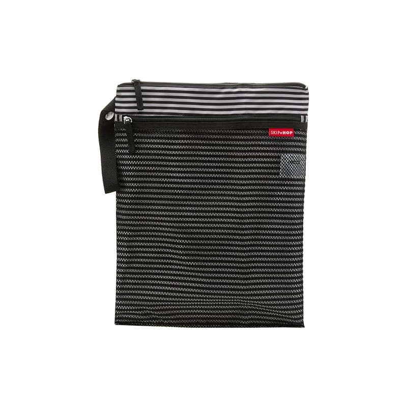 Skip Hop Bolsa Impermeable Húmeda-Seca, Raya Blanco Y Negro