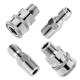 M MINGLE Pressure Washer Adapter Set, 2 Sets 3/8" Quick Connect Fittings, Male Pressure Washer Quick Disconnect Kit, Stainless Steel, 5000 PSI