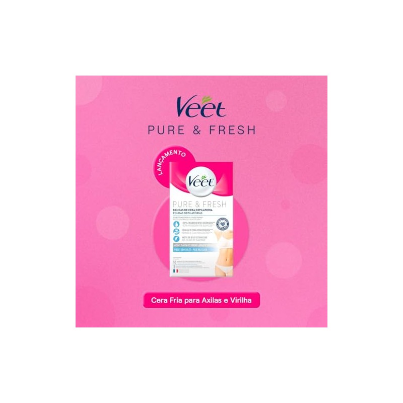 Veet Pure & Fresh, Bandas de Cera Depilatoria, Axilas y