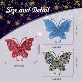 Poagoep 6Pcs Crystal Rhinestone Car Sticker Butterfly Car Sticker Rhinestone Butterfly Decals for Car Bumpers Car Window Laptop Luggage Phone Bling Bling Decoration Accessories(Mix Color)