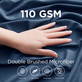 Empyrean Extra Deep Pocket California King Fitted Sheet, Cal King Fitted Sheet Only Deep Pocket Fits 18 to 24 Inch, Soft Microfiber 110 GSM Deep Pocket Fitted Sheet with Corner Straps, Navy Blue