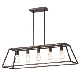 Chloe Lighting IRONCLAD Industrial 5 Light Oil Rubbed Bronze Island Pendant Ceiling Fixture 38" Wide
