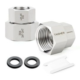 TAISHER 2PCS 304 Stainless Steel Garden Hose Adapter, 3/4" GHT Female x 3/8" NPT Female Garden Hose Connector with Washers