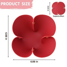 Floral Jewelry Tray for Keys Wallet Leather Valet Tray for Women Men Fashion Catchall Trays for Coin Change Nightstand Holders for Phone Necklaces Desk Organizer Trays Cute Travel Bowls for Girls Red