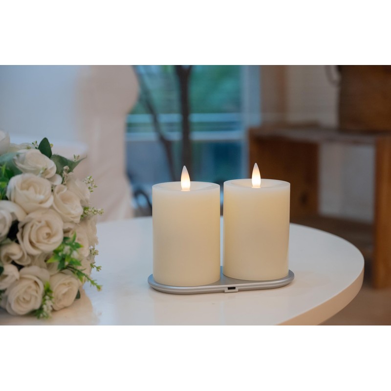 CozierGlow Rechargeable Flameless Pillar Candle with Remote Timer, 3D Moving