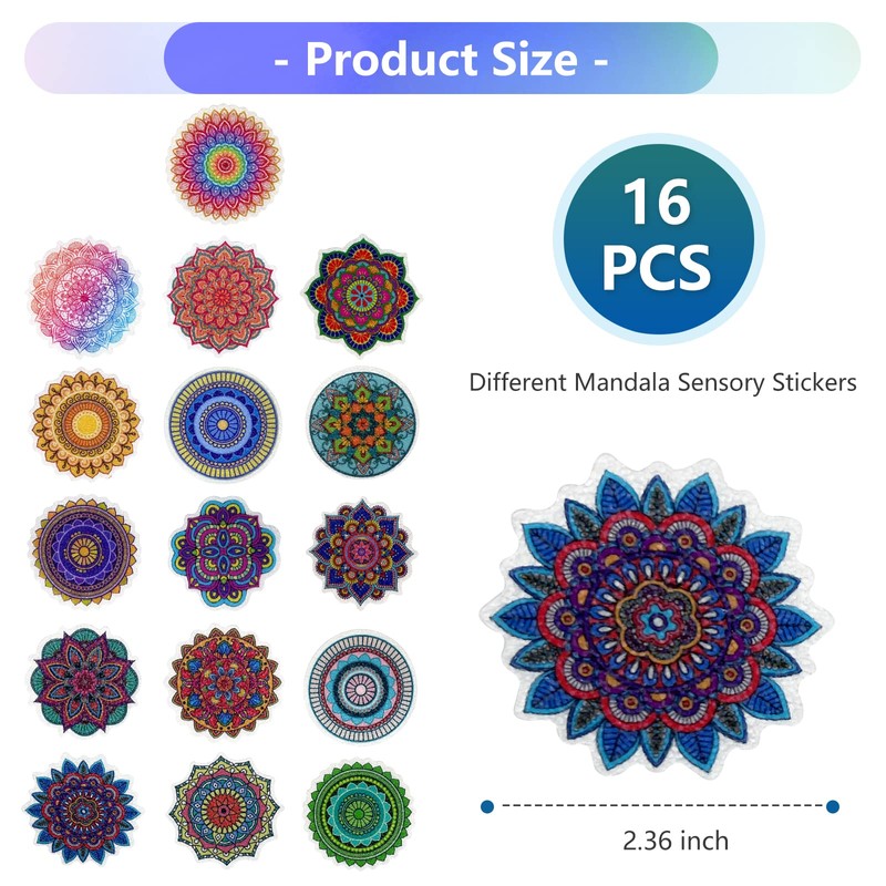 TAOARA 16 PCS Calm Sticker for Sensory Stickers Mandala Style
