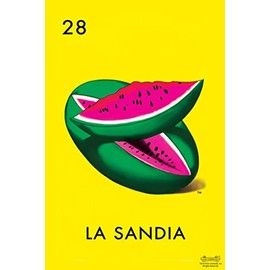 Laminated 28 La Sandia Watermelon Loteria Card Mexican Bingo Lottery Poster Dry Erase Wall Art 12x18