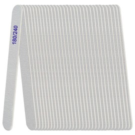 Nail Files (24 Pack), 180/240 Grit Wooden Emery Board Nail File Double Sided Emory Fingernail Files for Natural Nails Professional Reusable Manicure Pedicure (24 Pcs Rectangle 180/240 Grit)