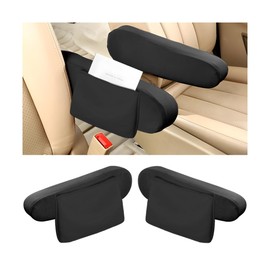 HZEL Car Front Seat Armrest Covers, 2PCS Fabric Vehicle Arm Rest Protector, Automotive Interior Center Console Handrail Lid Replacement Decor Accessories, Universal for SUV RV Truck (Black)