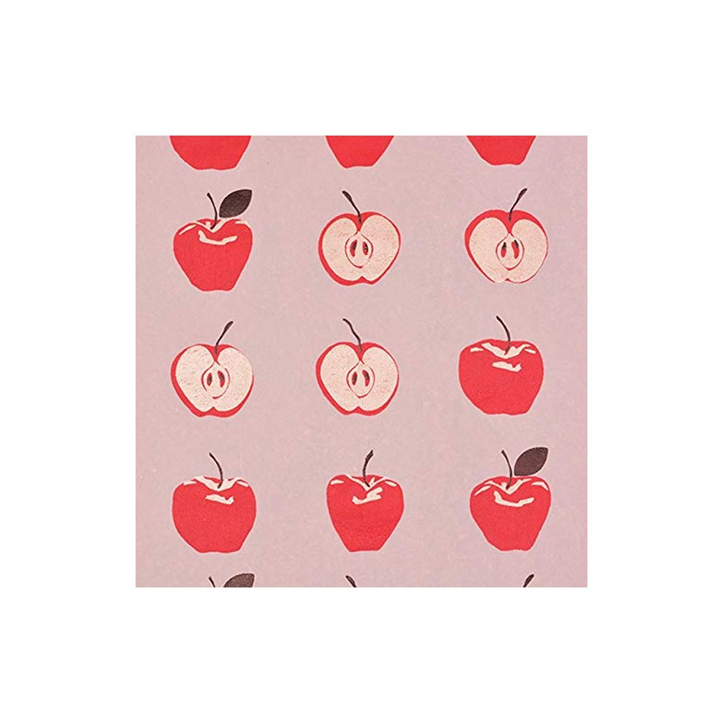 Gift Wrap - Apples - Mauve/Red/Metallic Silver