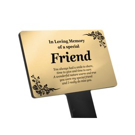 OriginDesigned Friend Memorial Remembrance Plaque Stake - Silver/Gold/Copper, Waterproof, Outdoor, Grave Marker, Tribute, Plant Marker (Gold)