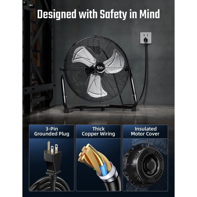 Simple Deluxe 20 Inch 3-Speed High Velocity Heavy Duty Metal