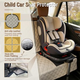 PAWPROVED Pet Bench Seat Covers for Mid-Size Sedans and SUVs, Heavy Duty Nonslip Car Seat Protector for Child Car Seat, Waterproof Back Seat Covers for Dogs and Kids, Armrest & Seatbelt Access(Beige)