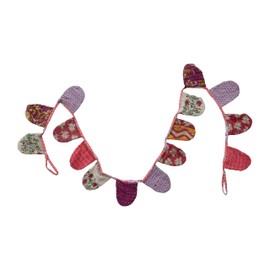 Creative Co-Op Vintage Cotton Kantha Quilt Pennant Garland, Multicolor