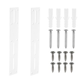 sourcing map Straight Steel Flat Plate, 2Pcs 267x45mm - Heavy Duty Mending Plate with Holes, Metal Reinforcement Mounting Plate Joining Bracket with Screws for Repair Framing Gazebo (White)