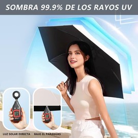 Mini Paraguas de Bolsillo para Lluvia y Sol, Sombrilla Plegable con Protección UV, con 6 Varillas, Ligero y Portátil, Mini Paraguas Plegable con Estuche, Ideal para el Uso Diario y los Viajes