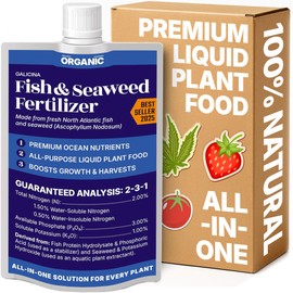 Fish & Seaweed Fertilizer (2-3-1) | All Purpose Liquid Plant Food for Indoor Plants & Outdoor Garden, Vegetables & Flowers | All-Natural Fish & Seaweed Formula Potted Plants & Garden Flowers (8 oz)